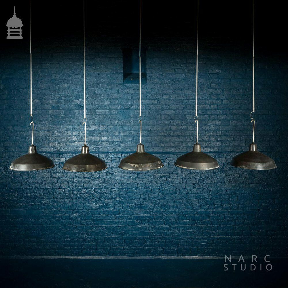 Batch Of 5 Narc Studio Stripped Industrial Metal Light Shades