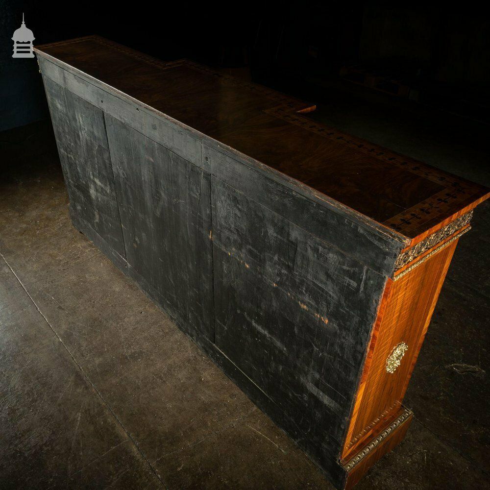 19th C French Empire Walnut Credenza With Intricate Marquetry And Brass Reliefs photo buy