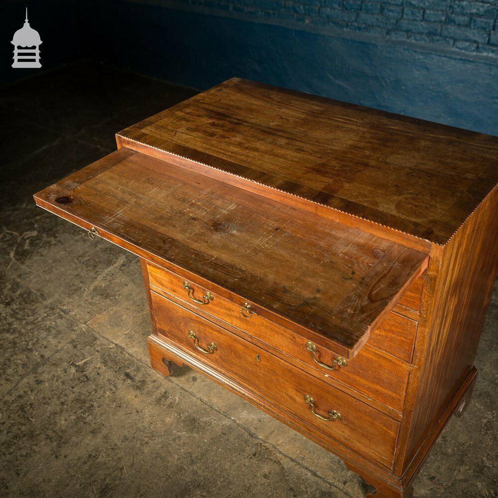 photo for sale Small George III Chest Of Drawers Beautifully Proportioned In Mahogany With Cross Banding On Top Rim And Bracket Feet. C.1800