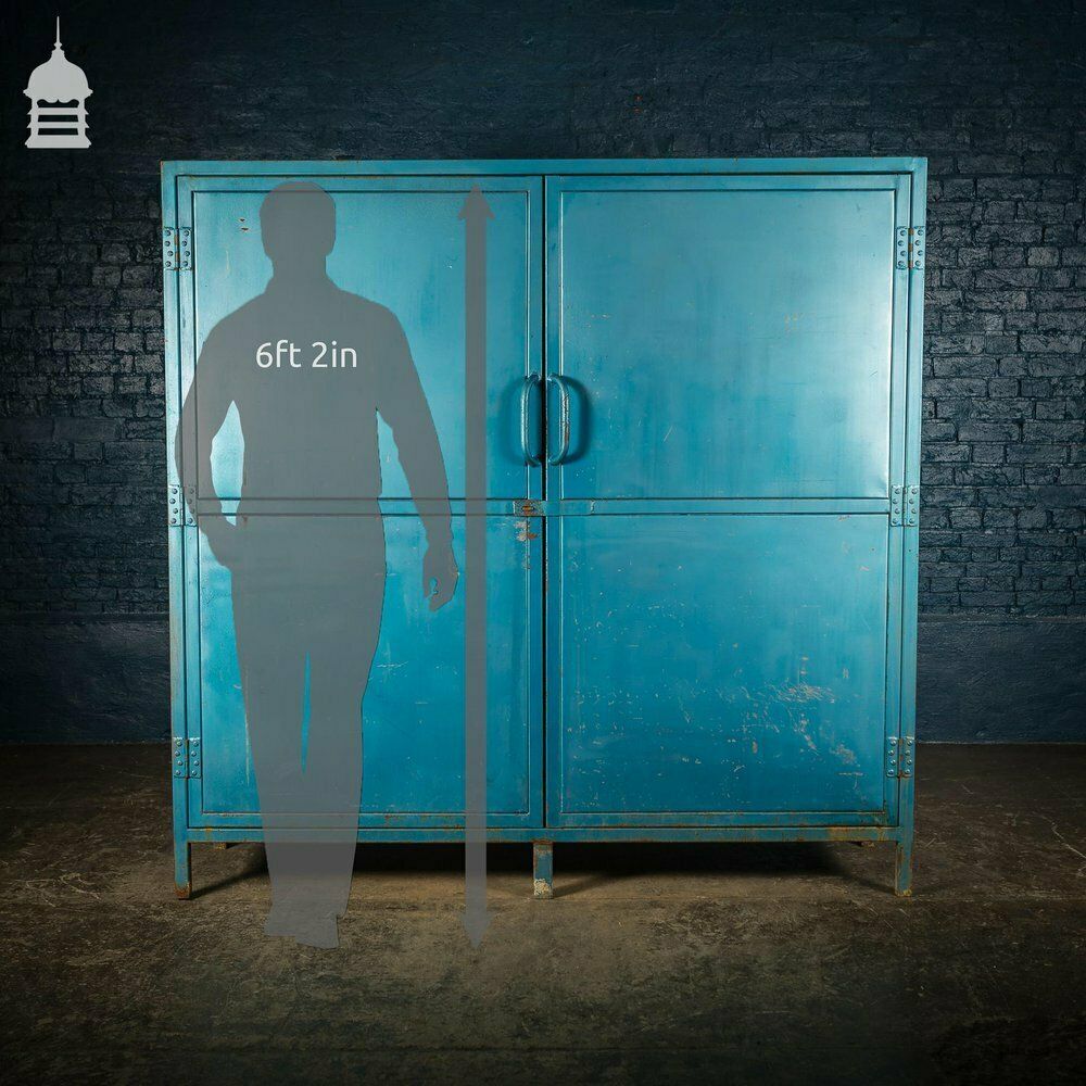 1080.0 Large Blue Painted Metal Industrial Drying Cabinet Cupboard photo