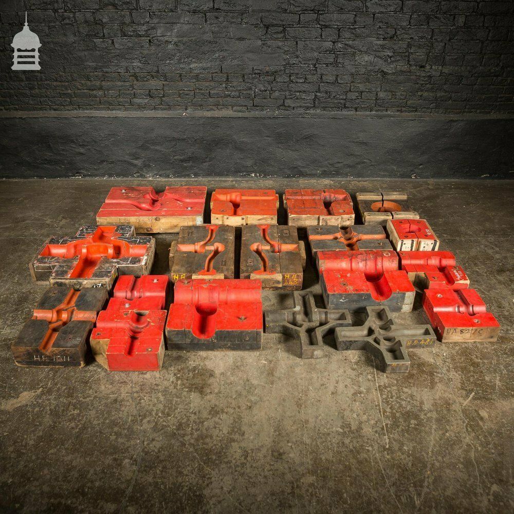 Collection Of 18 Red And Black Industrial Factory Moulds photo for sale
