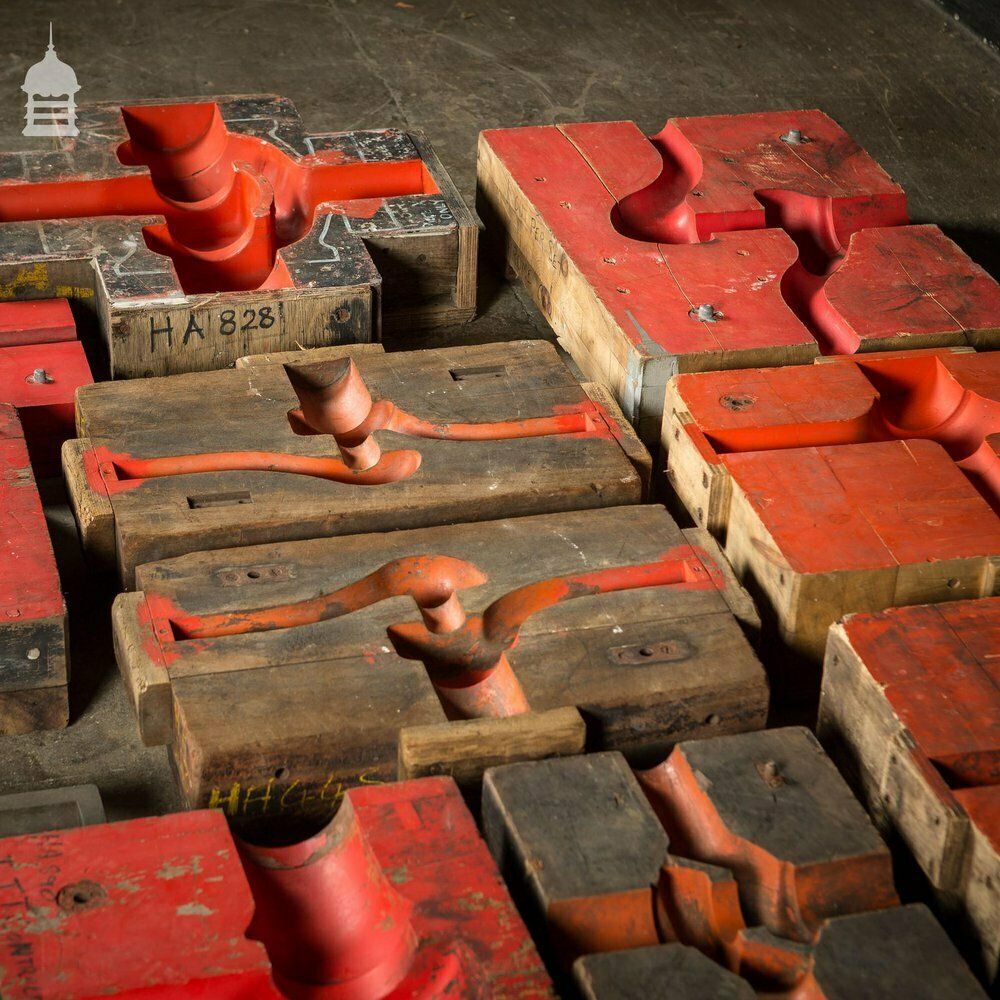 Collection Of 18 Red And Black Industrial Factory Moulds photo vintage