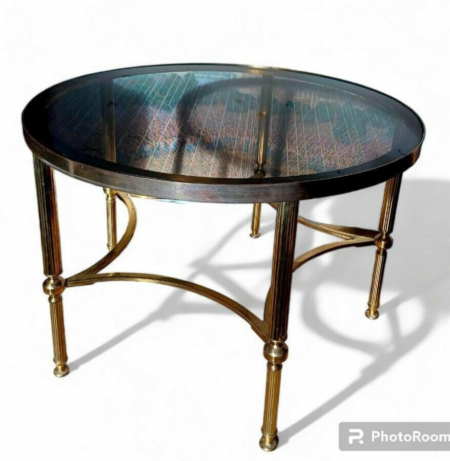 Pair Of Fine Hollywood Regency Brass Mid Century Side Coffee Tables photo Furniture