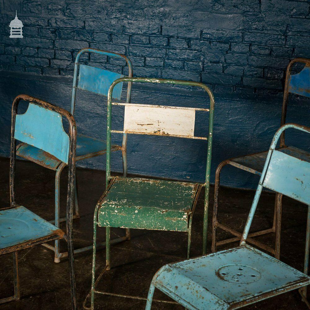 Set Of 10 Metal Industrial Chairs From Indonesia photo vinterior