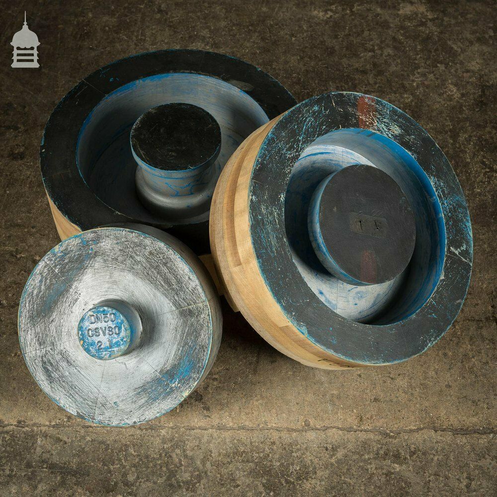 Set Of 3 Blue Silver And Black Industrial Factory Foundry Moulds photo 174.0