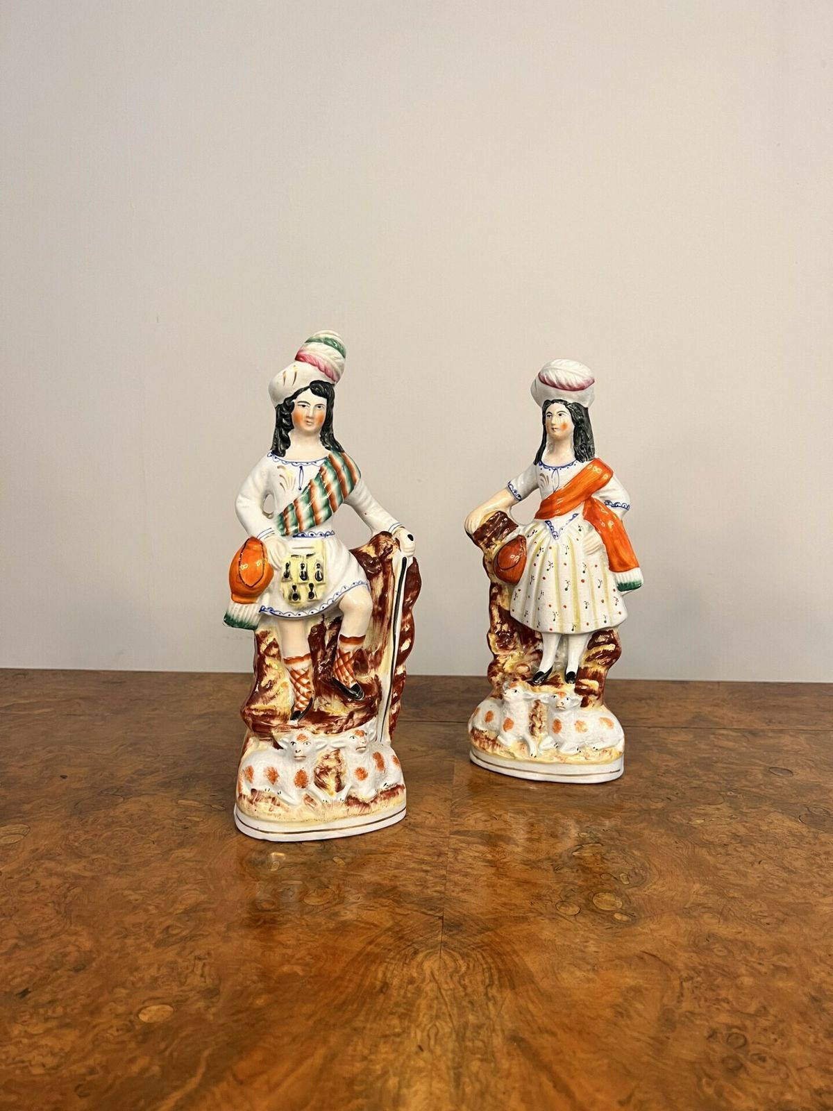 Quality Pair Of Antique Staffordshire Highland Figures