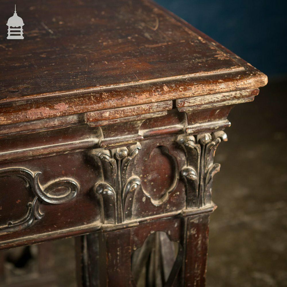 Circa 1900 Chippendale Revival Hardwood Sideboard Table From The Baroda Residency In India photo vintage