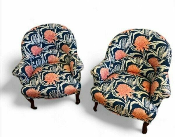 photo buy Pair Of Antique French Crapaud Napolean Tub Chair Cabriole Legs