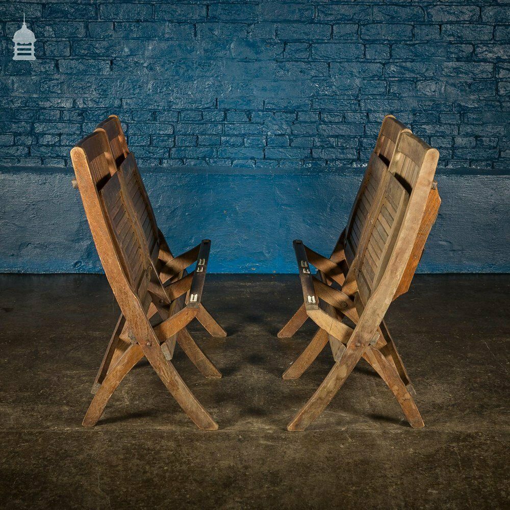 Pair Of Vintage Hardwood Folding Double Spectators Seats photo vintage