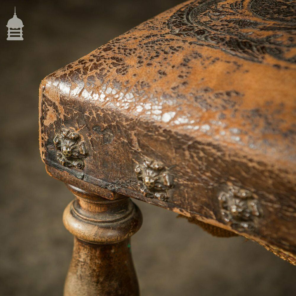 1500.0 19th C Spanish Studded Throne Chair With Embossed Leather photo
