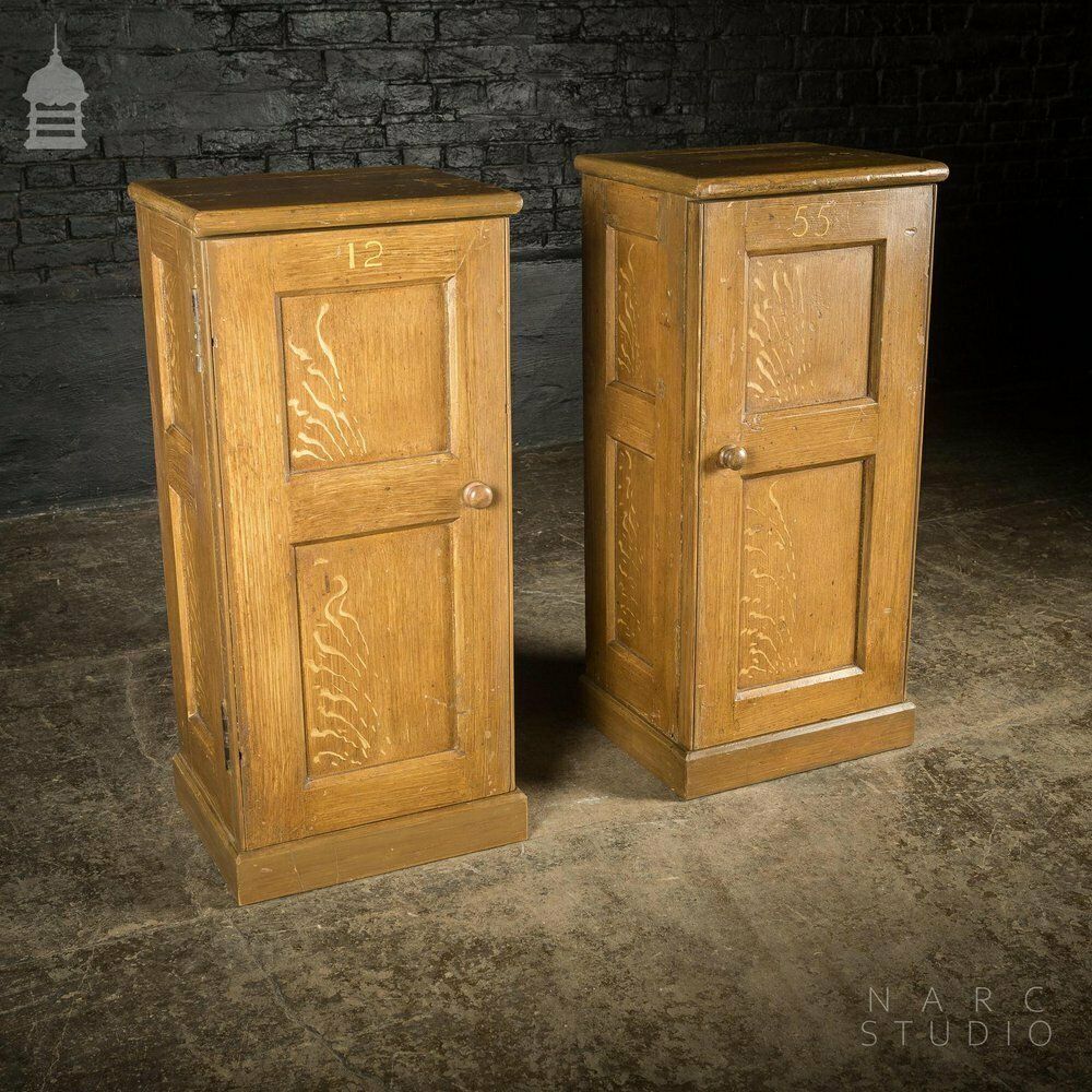 Pair Of Narc Studio Scumble Glazed ‘Ebenezer Bedside Cabinets’ Built From Pew Components Dated 1868 photo for sale