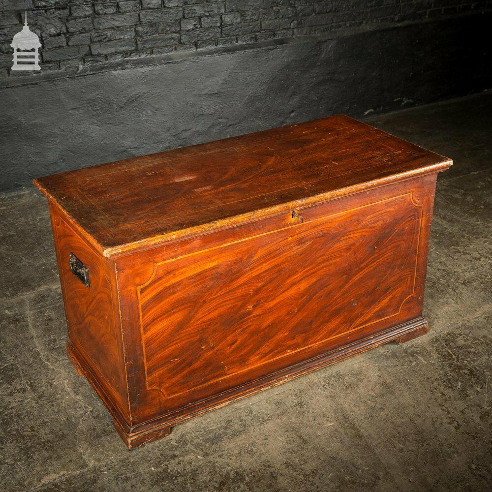Furniture Stunning Georgian Painted Blanket Box Chest Trunk With Hidden Internal Compartment photo