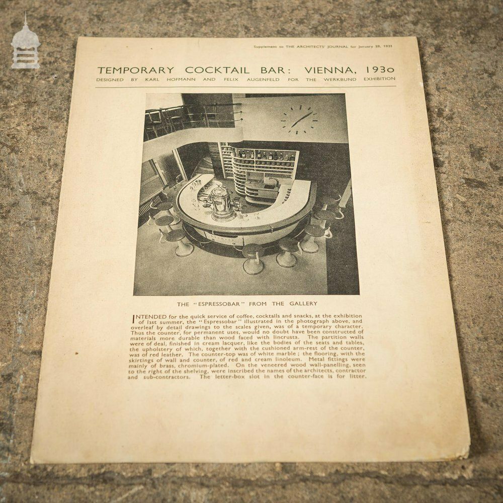 photo vintage Collection Of 13 Original Supplements From The Architects' Journal Dated 1931 – 1935