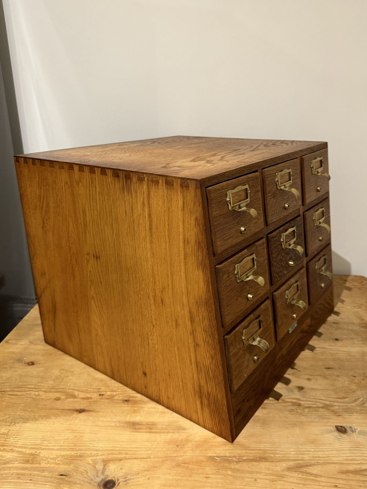 photo furniture Art Deco Golden Oak Sloping Card Index Filing Cabinet By Libraco