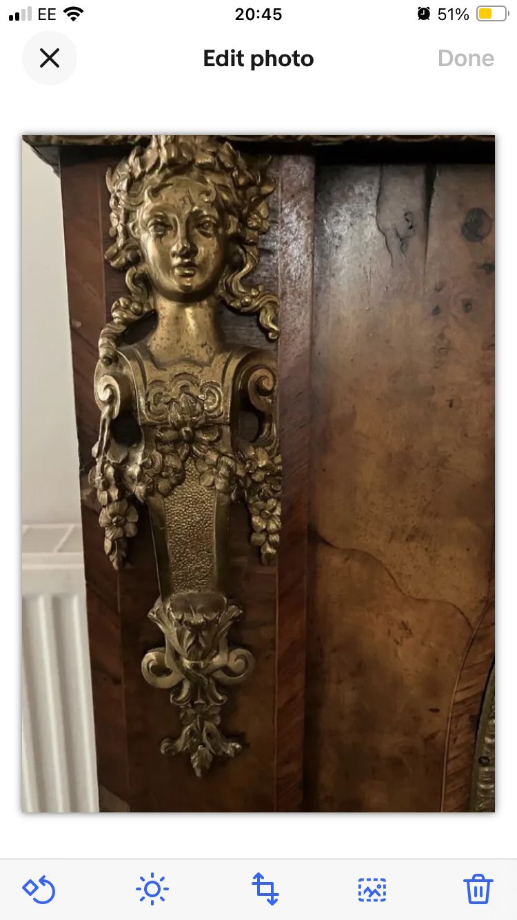 Antique Inlaid Wood Cabinet photo for sale