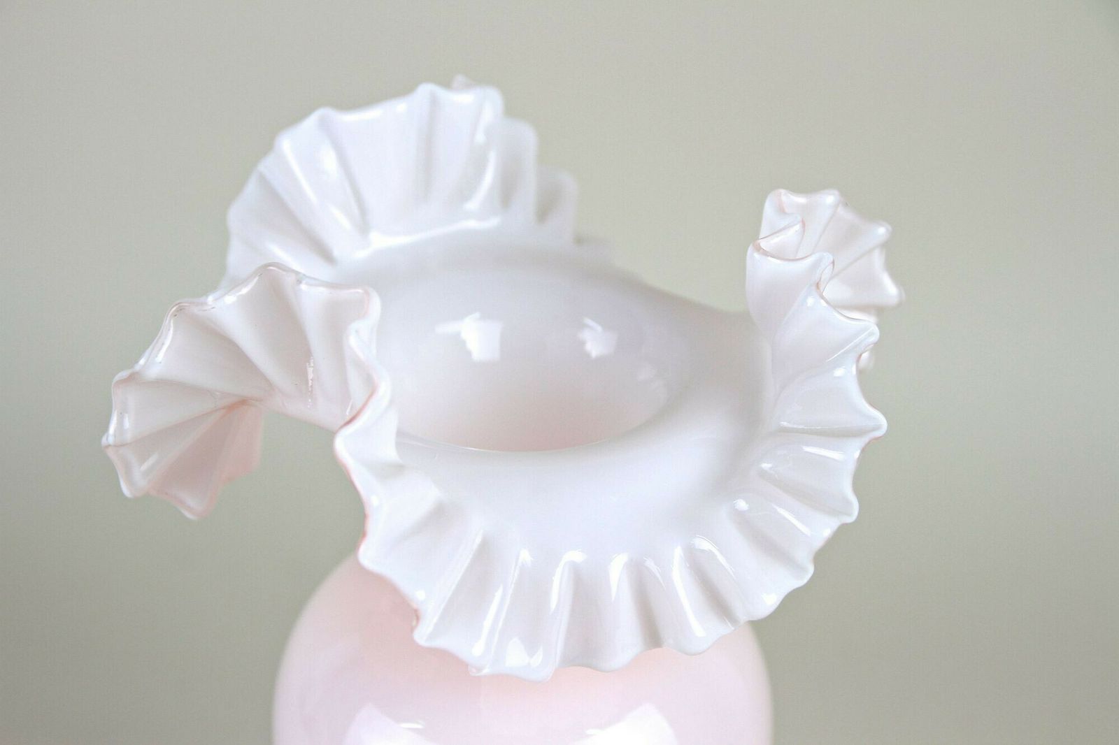 20th Century Art Nouveau Pink Frilly Edged Glass Vase, Austria Circa 1900 photo furniture