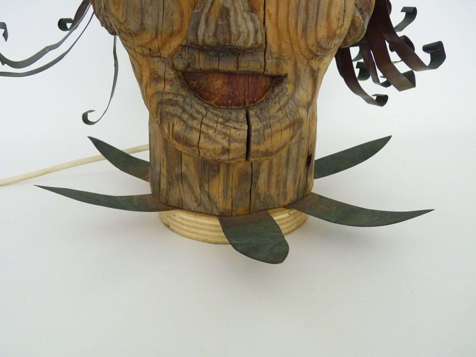 Unique Piece. Wooden Lamp And Metal Hair With Devil's Head "Self Portrait" photo 333.0