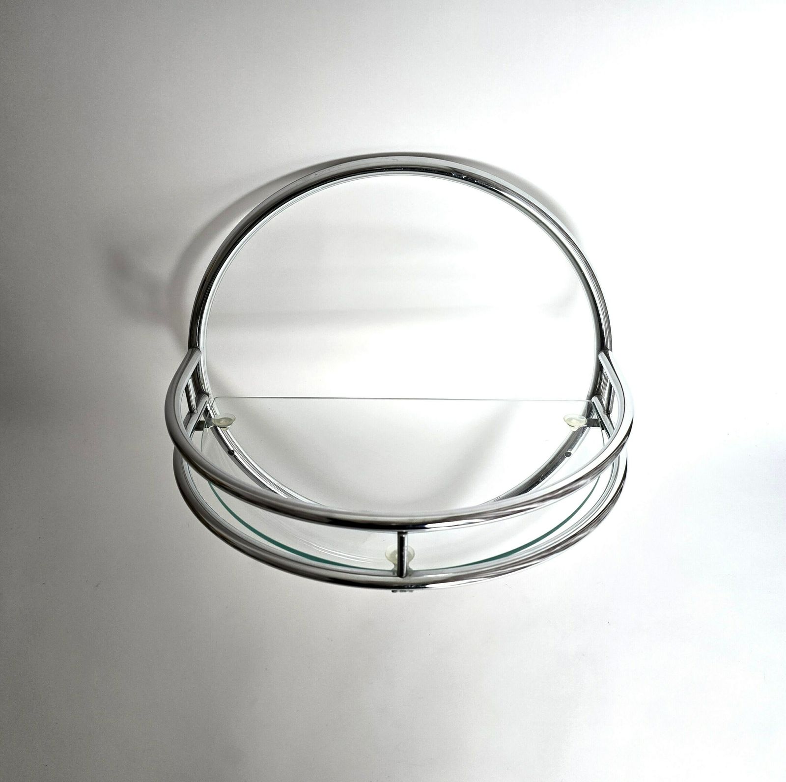 Vintage Chrome Pipe Bathroom Shelf With Clear Glass And 4 Hooks photo Furniture