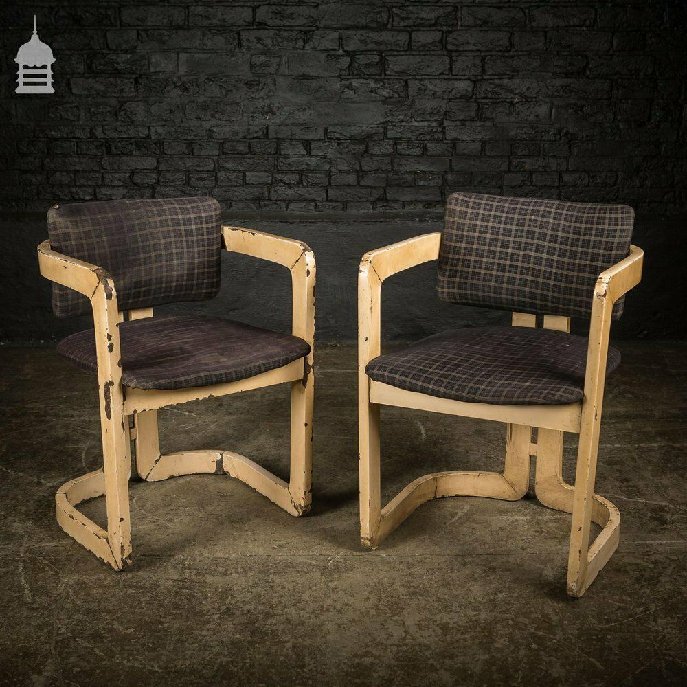 Pair Of Retro Painted 1960’s Teak Office Chairs photo for sale