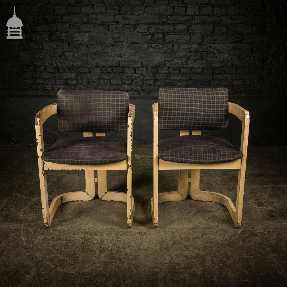 Pair Of Retro Painted 1960’s Teak Office Chairs photo vinterior