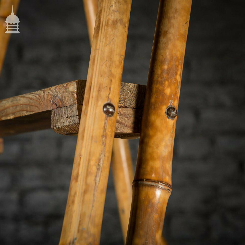 19th C Folding Bamboo And Pine A Steps Ladder photo 1980.0