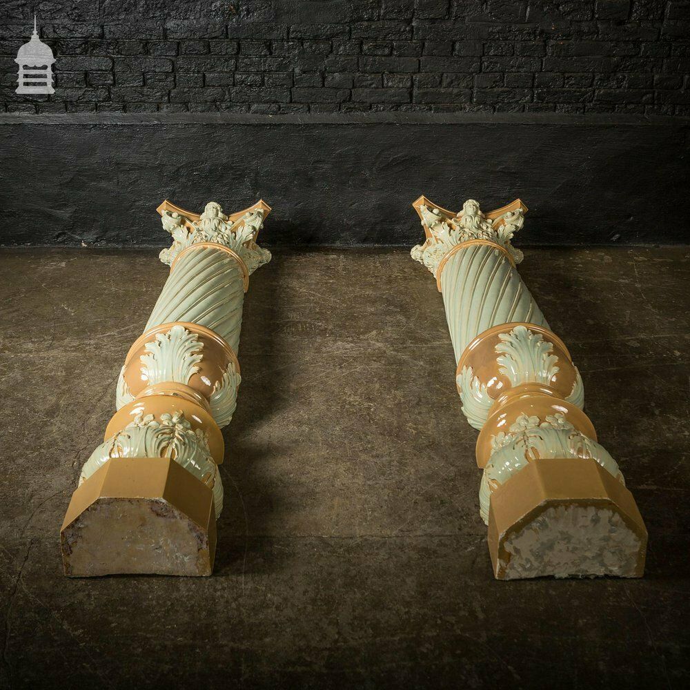 Pair Of 19th C Fluted Columns With Corinthian Capitals And Acanthus Leaf Detail photo vinterior