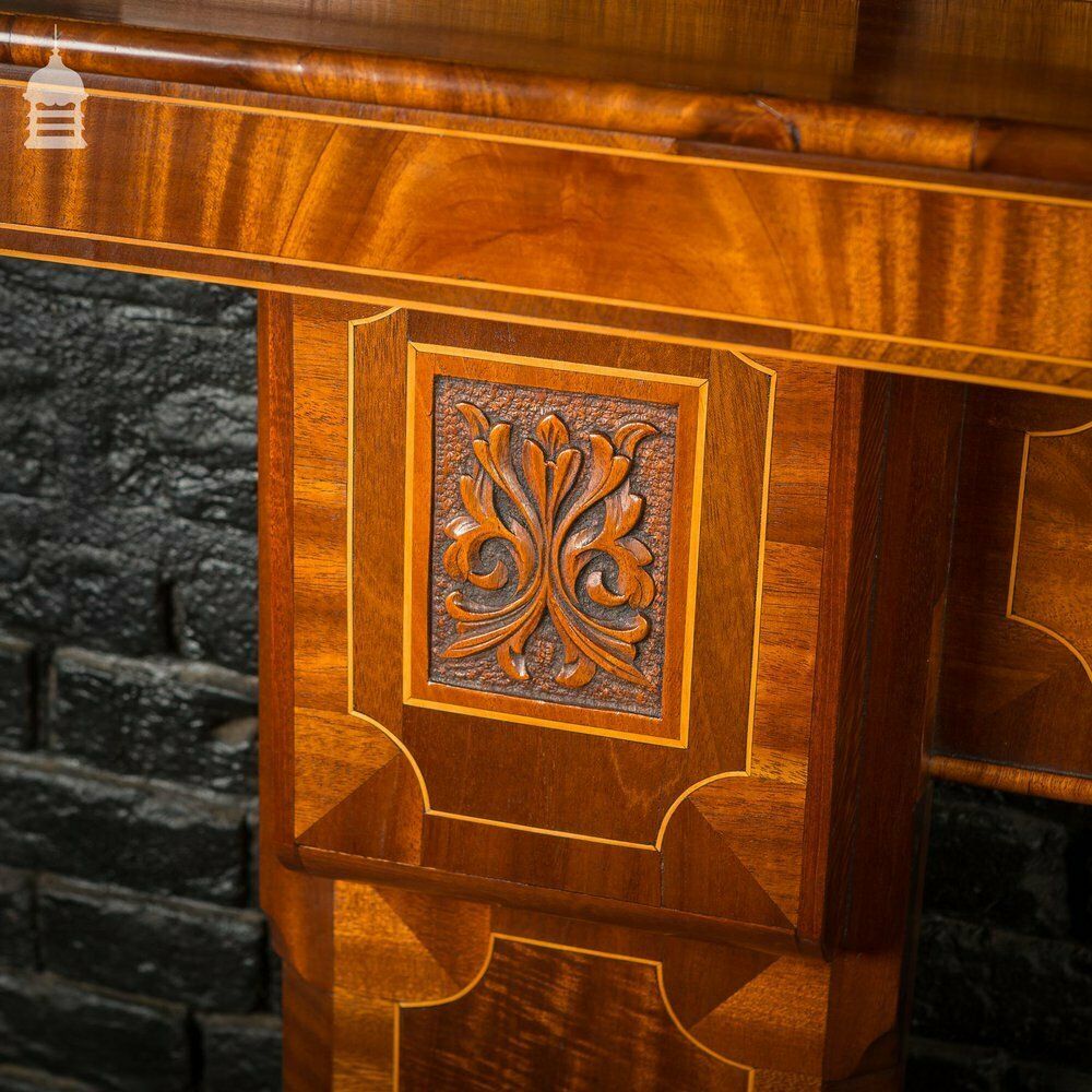 Circa 1900 Inlaid Mahogany Fire Surround With Mirrored Overmantel photo 2340.0