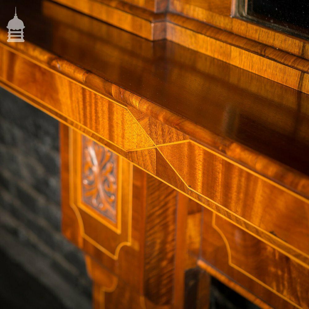 2340.0 Circa 1900 Inlaid Mahogany Fire Surround With Mirrored Overmantel photo