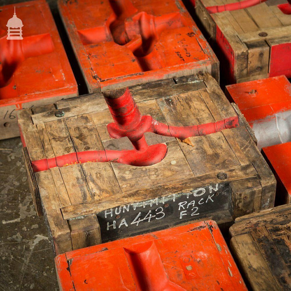 Collection Of 28 Red And Black Industrial Foundry Factory Moulds photo for sale