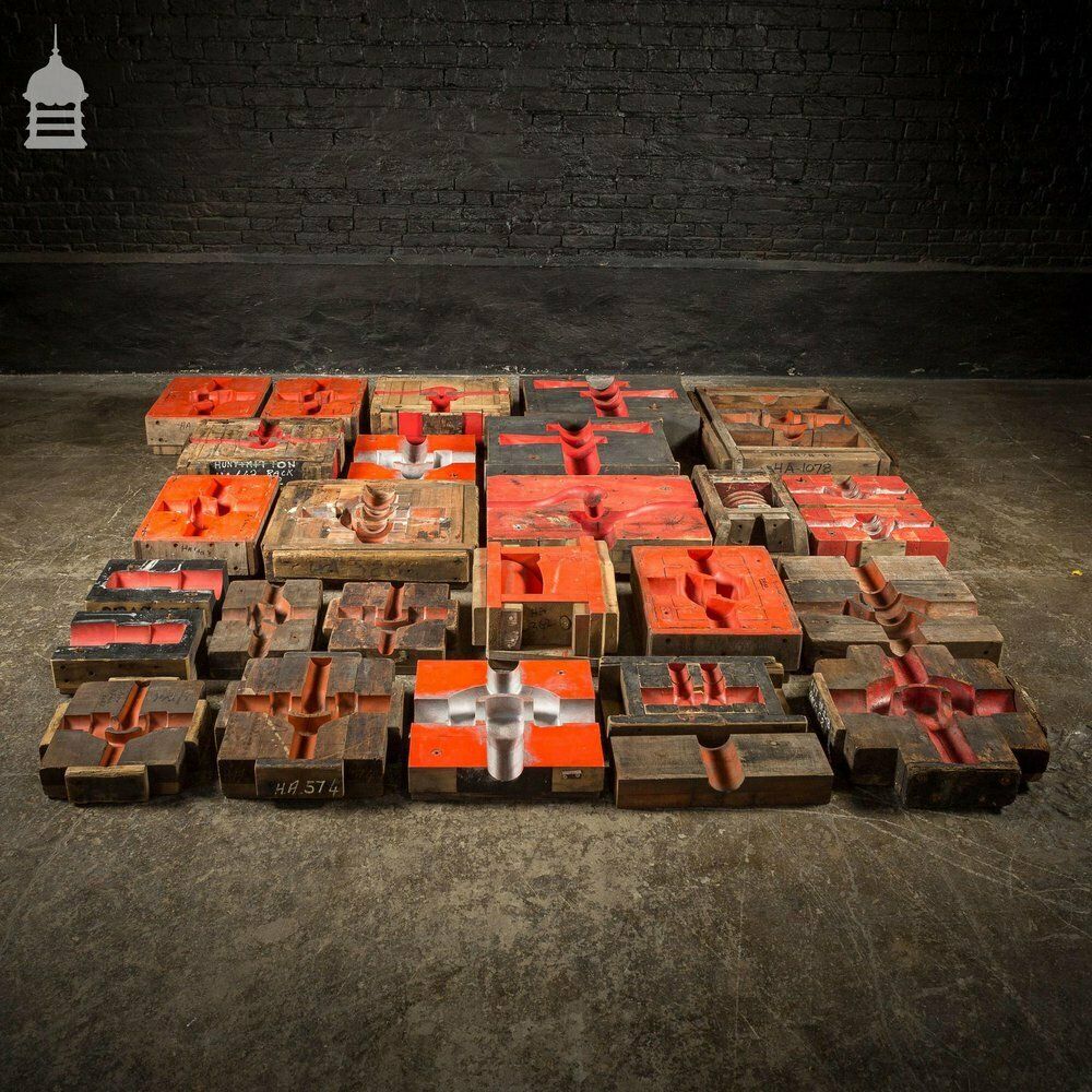 Collection Of 28 Red And Black Industrial Foundry Factory Moulds photo 1440.0
