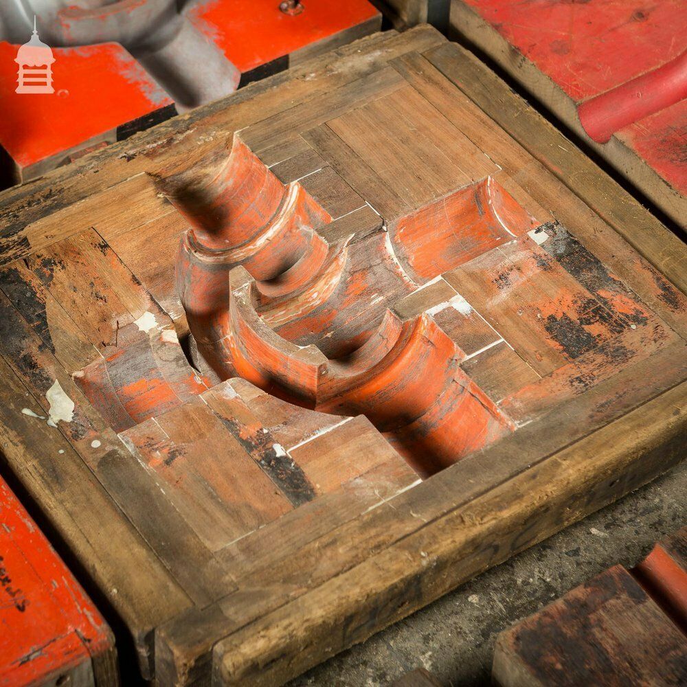 photo vintage Collection Of 28 Red And Black Industrial Foundry Factory Moulds