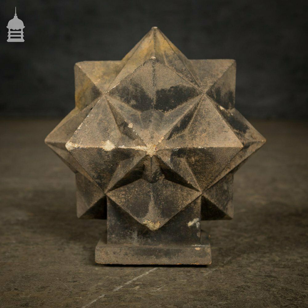Pair Of Carved Sandstone Geometric Star Design Pier Caps photo furniture