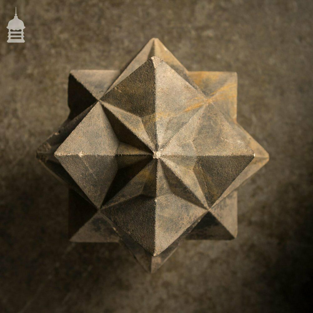 Pair Of Carved Sandstone Geometric Star Design Pier Caps photo 1740.0