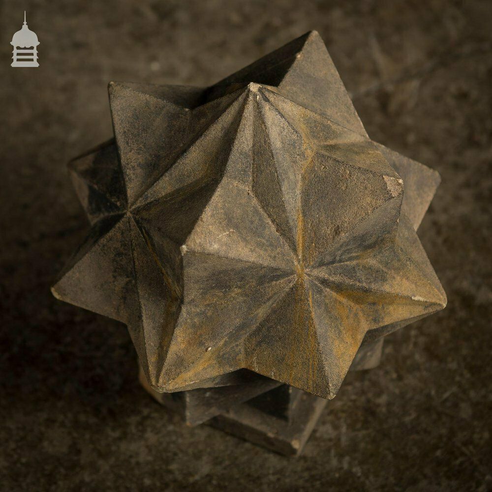 Pair Of Carved Sandstone Geometric Star Design Pier Caps photo buy