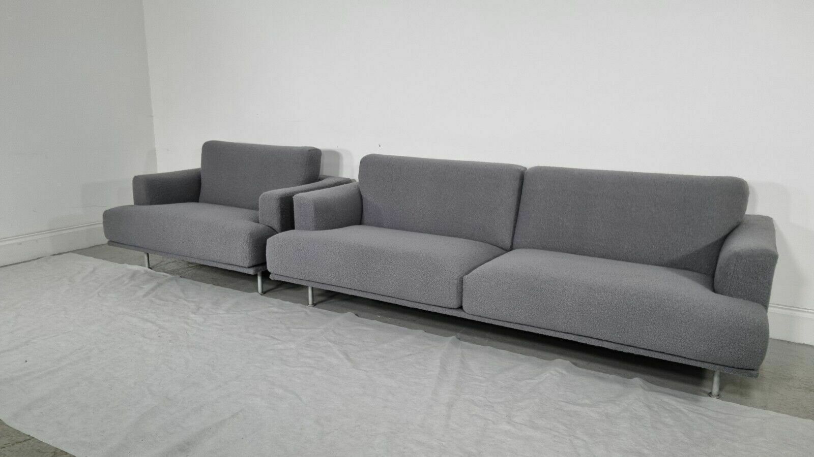 photo furniture Immaculate Cassina 253 Met 3 Seater And Love Seat In Grey Boucle Fabric