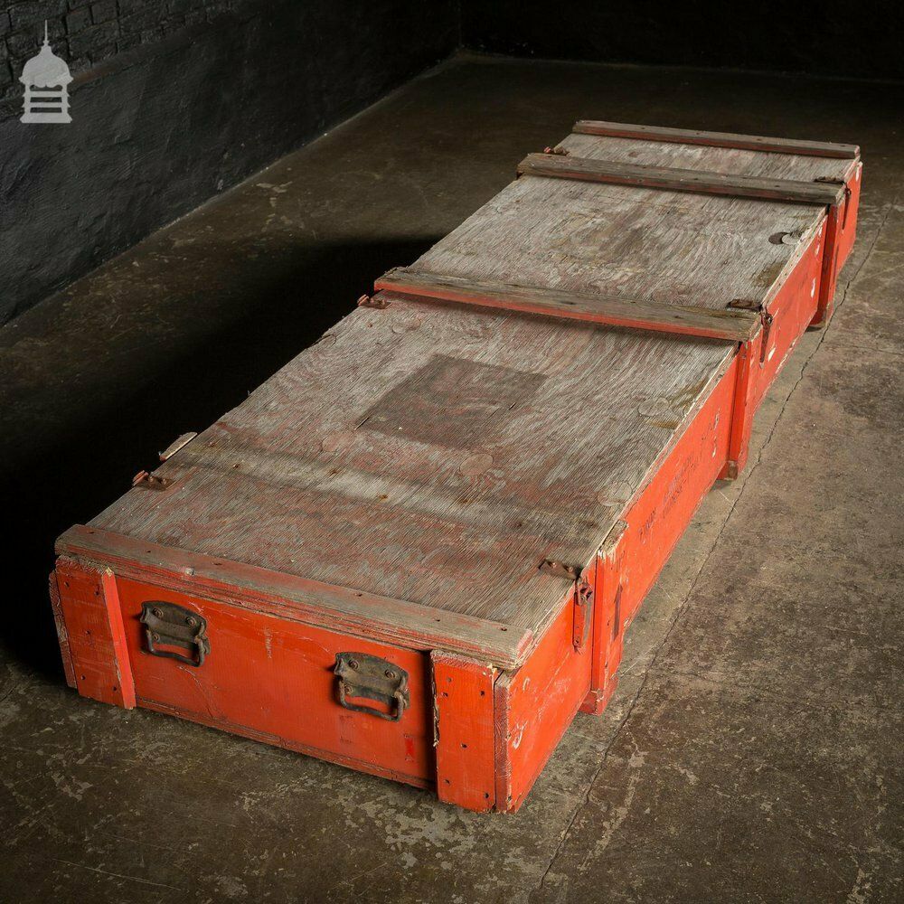 Large Red Industrial Wooden Aircraft Part Shipping Crate Reclaimed From A Norfolk Raf Base