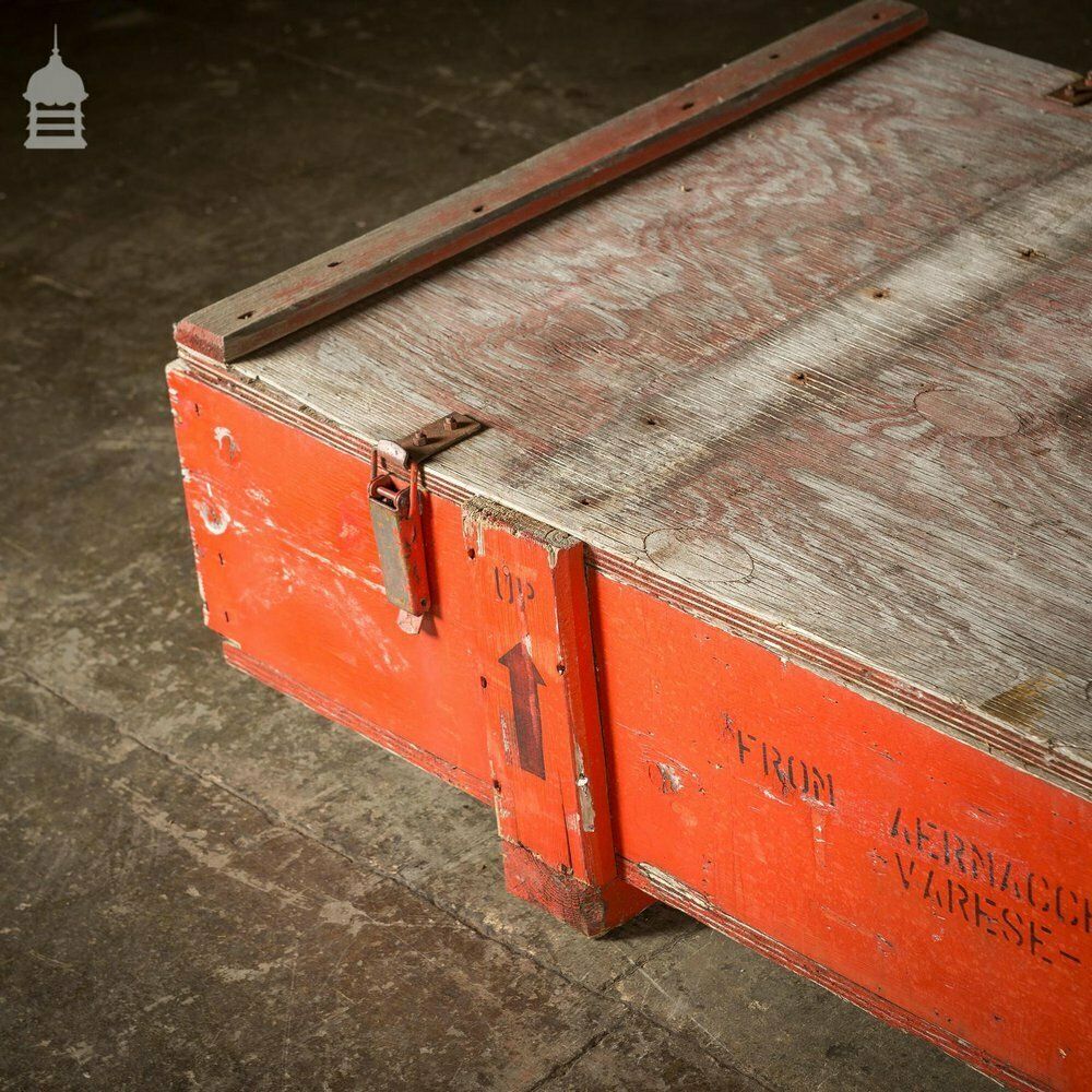 288.0 Large Red Industrial Wooden Aircraft Part Shipping Crate Reclaimed From A Norfolk Raf Base photo