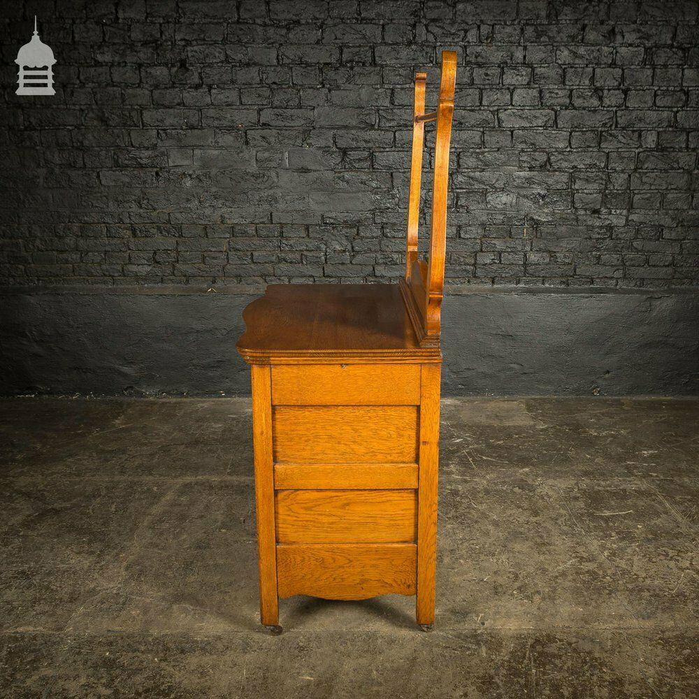 19th C Oak Vanity Unit On Castors With Bouffant Drawer photo vinterior