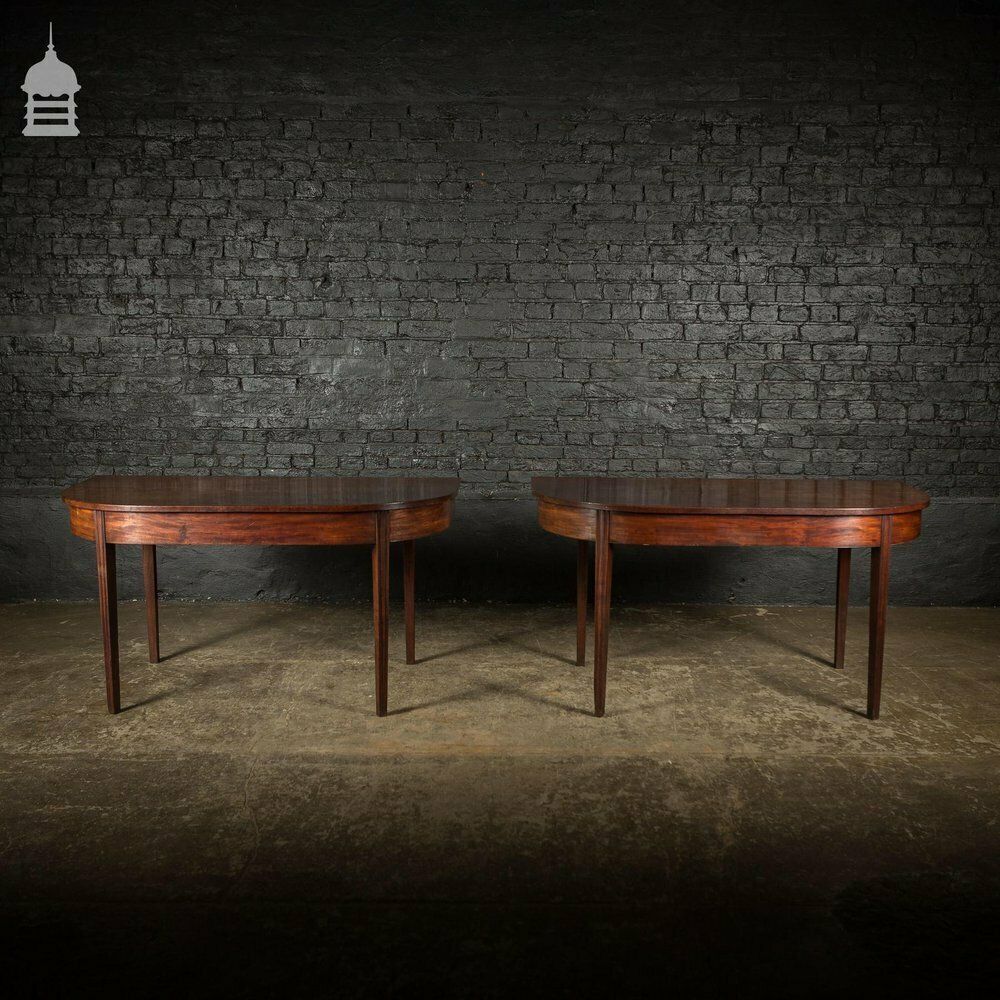 Pair Of Regency Mahogany Single Plank Console Tables With Tapered Molded Legs photo furniture
