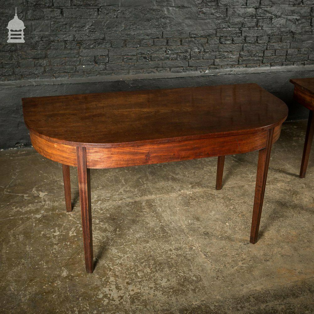 Pair Of Regency Mahogany Single Plank Console Tables With Tapered Molded Legs photo 2400.0