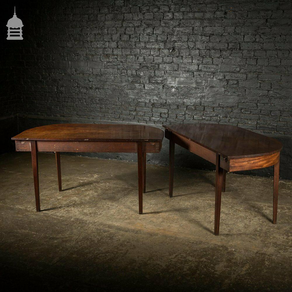 Furniture Pair Of Regency Mahogany Single Plank Console Tables With Tapered Molded Legs photo