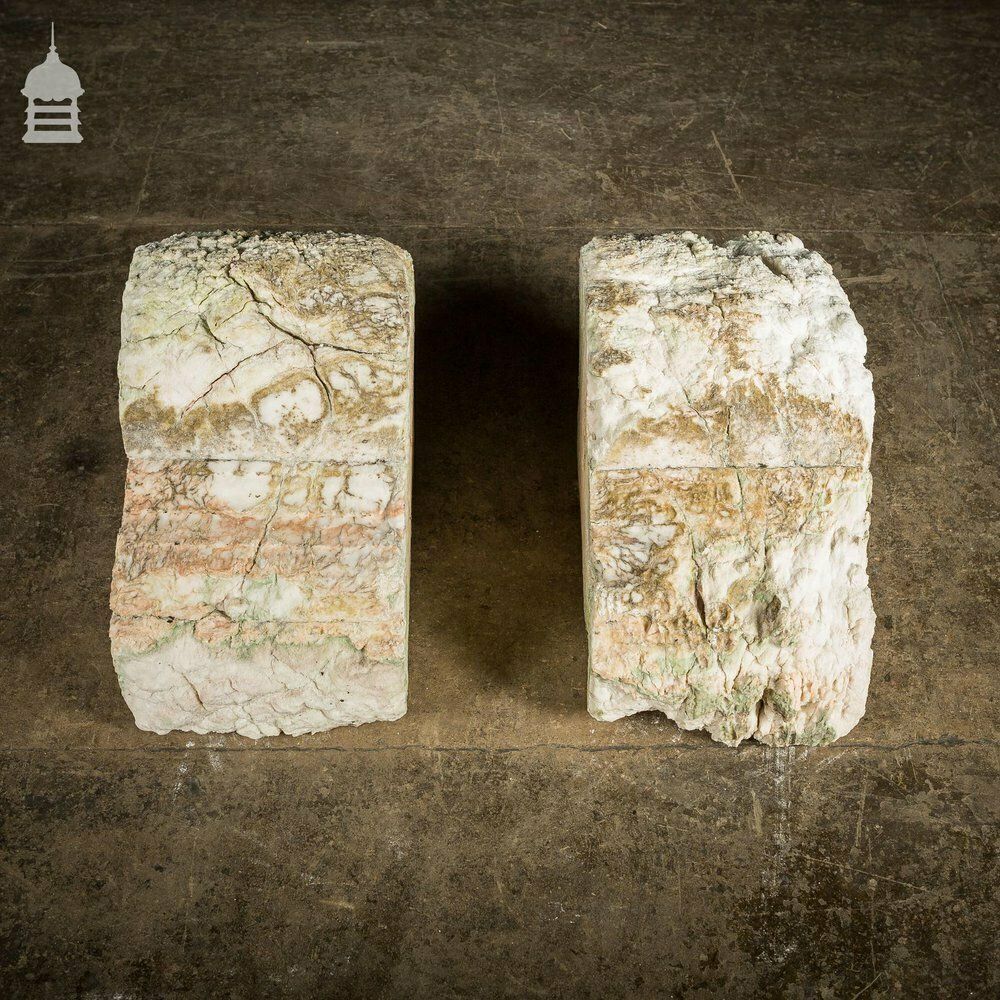 Pair Of Large Decorative 18th C Heavily Eroded Marble Fireplace Corbels photo Home Fixtures