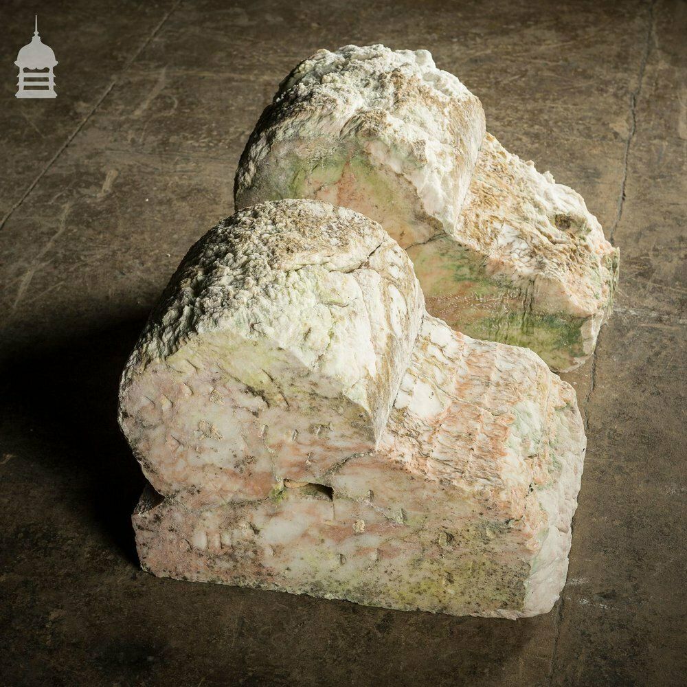 Pair Of Large Decorative 18th C Heavily Eroded Marble Fireplace Corbels photo vinterior