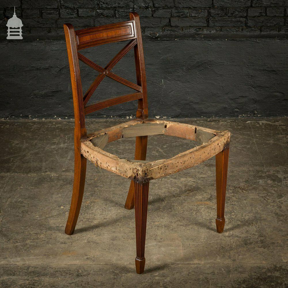 photo buy Set Of Six George III Reeded Mahogany Dining Chairs And One Carver Chair Ready For Upholstery