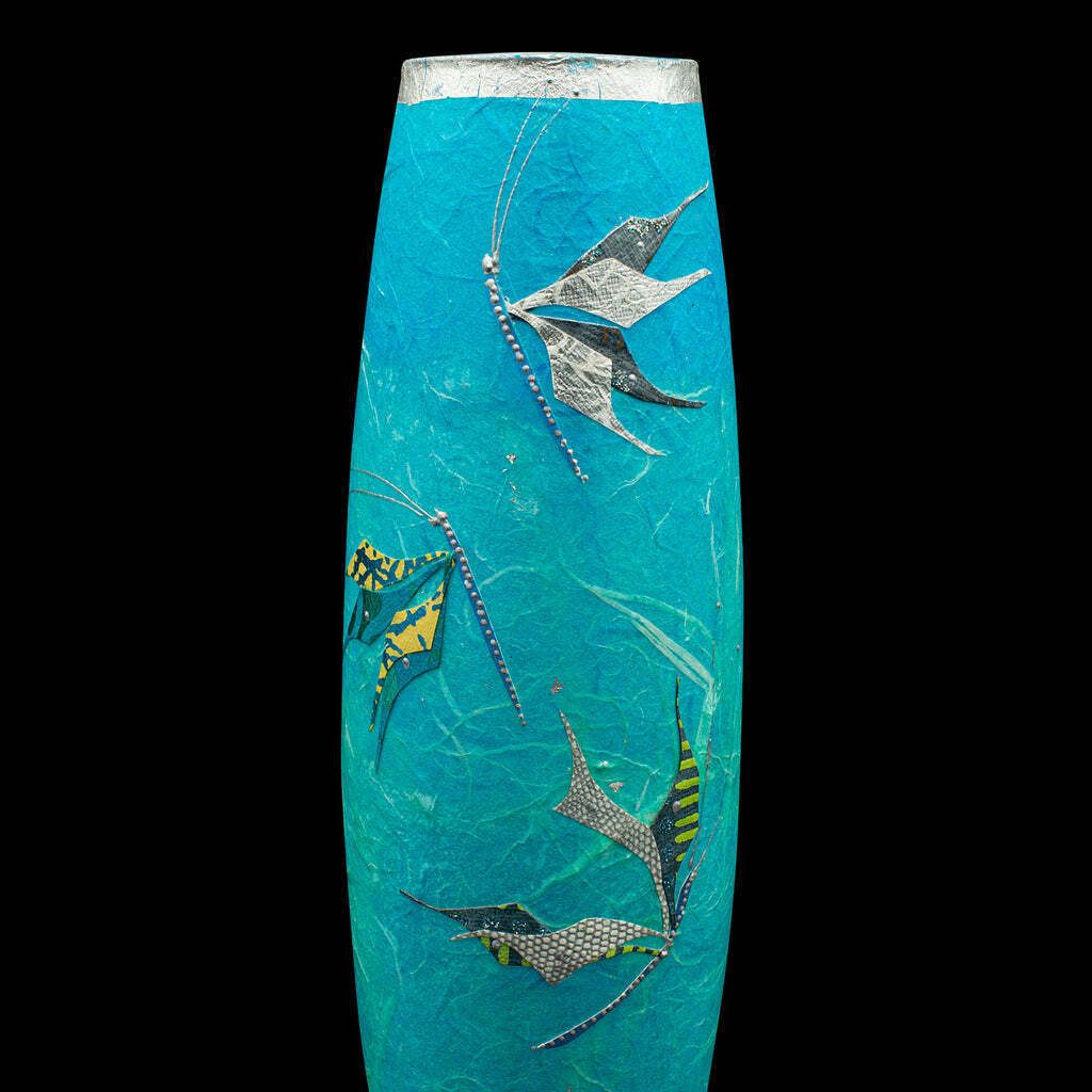 Tall Contemporary Decorative Flower Sleeve, English, Art Glass, Straw Silk Vase photo buy
