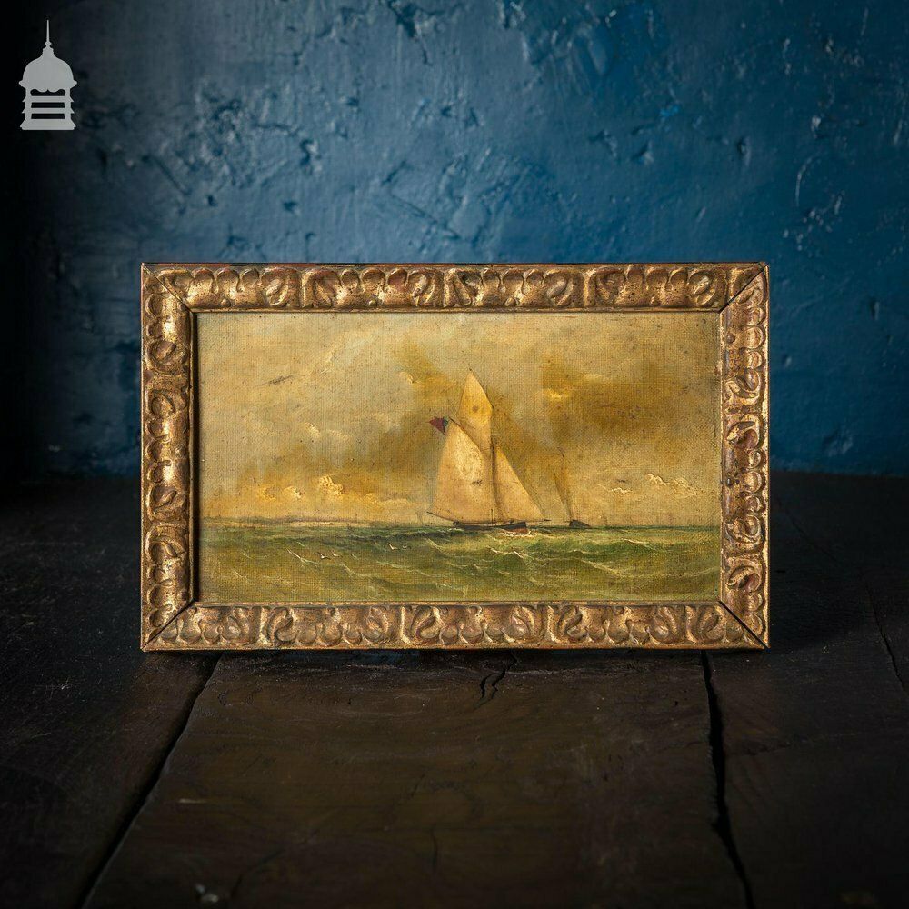 Set Of Three Early 19th C Nautical Maritime Oil Painting Seascapes photo Art
