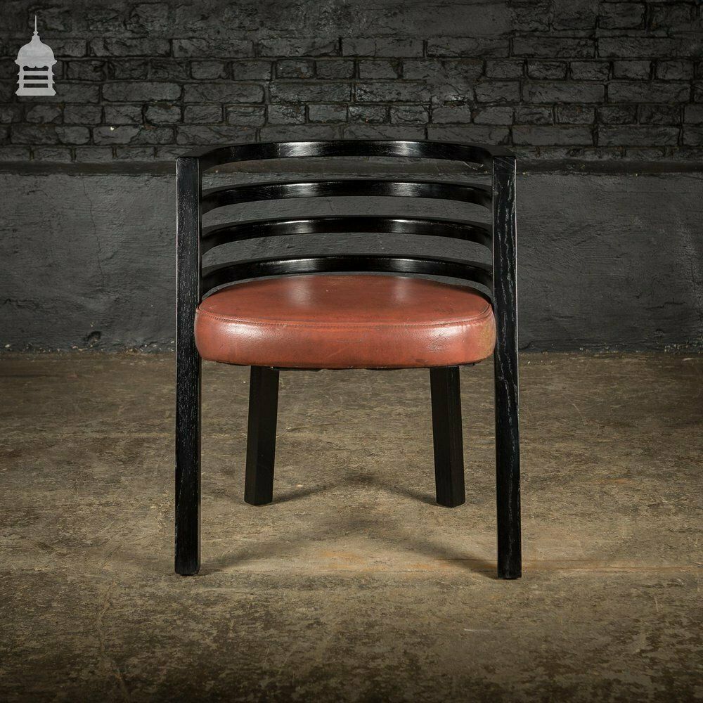 Set Of Six Ebonised Hardwood Deco Tub Shape Dining Chairs photo furniture