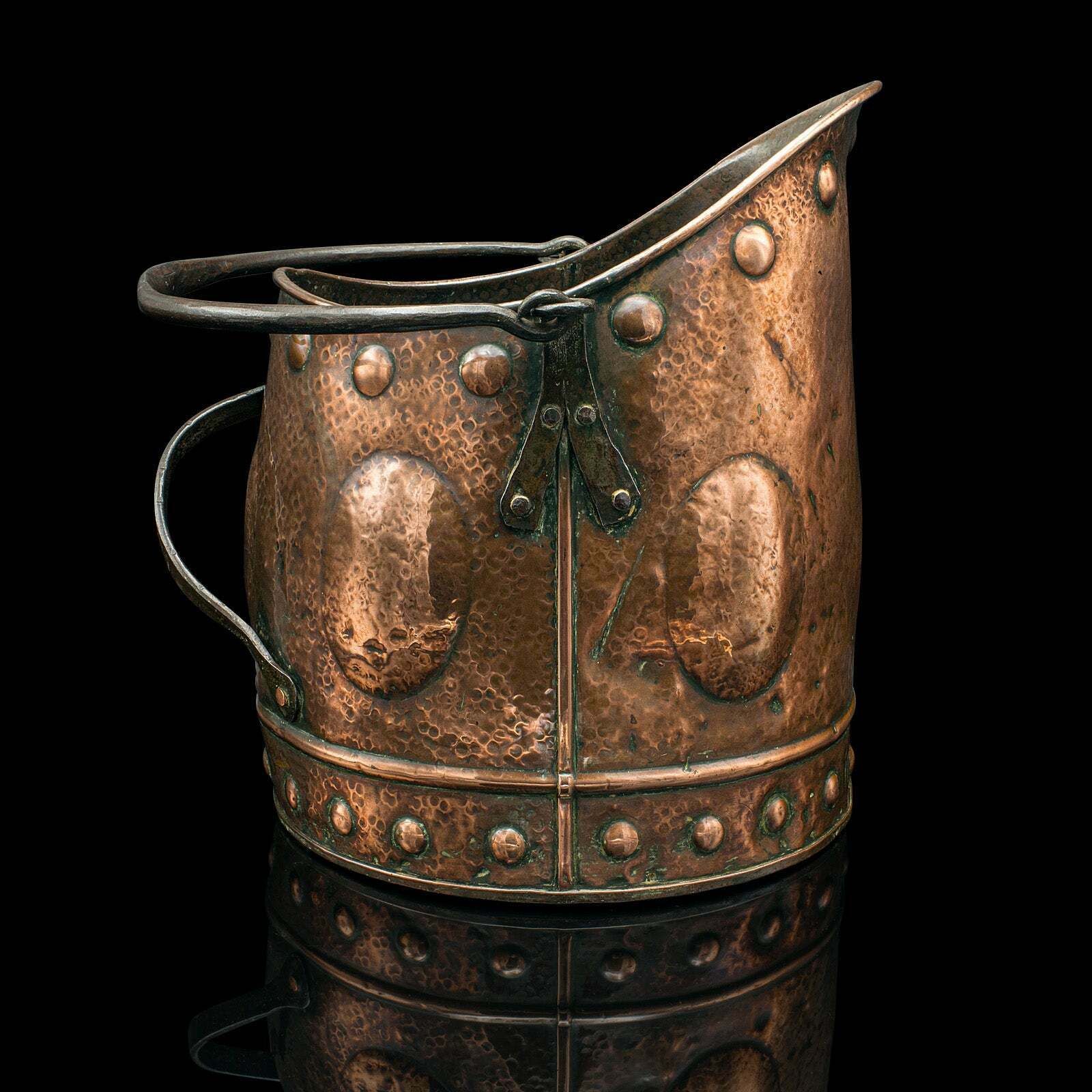 Antique Coal Scuttle, Scottish Copper, Fireside Bin, Aesthetic Period, Victorian photo furniture