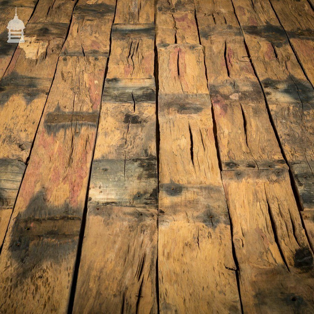 photo furniture Batch Of 17 Square Metres Of Brushed Oak Reclaimed From Canal Lock Gates