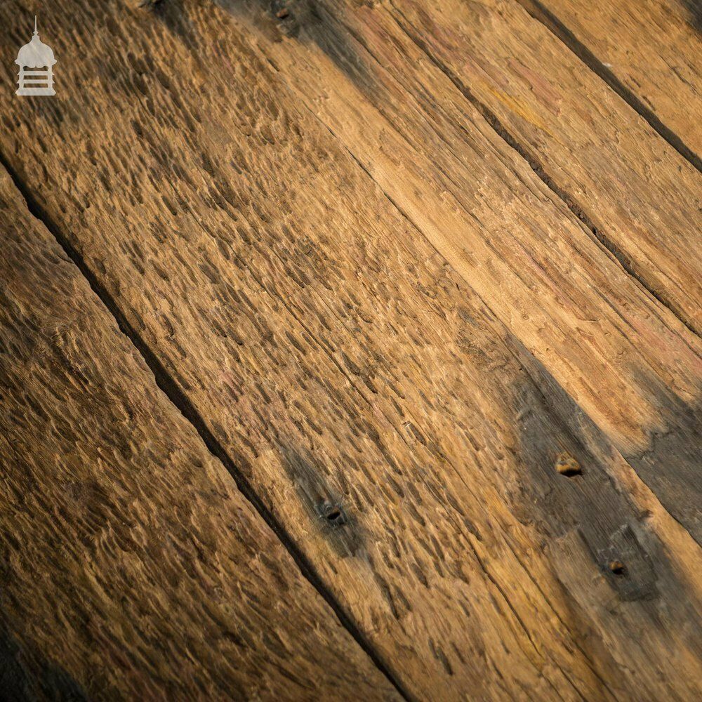 6120.0 Batch Of 17 Square Metres Of Brushed Oak Reclaimed From Canal Lock Gates photo